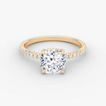 Load image into Gallery viewer, Cushion Cut - Pave Band - Classic Engagement Ring- 18 K Gold