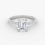 Load image into Gallery viewer, Emerald Cut - Pave Band - Classic Engagement Ring- 14 K Gold