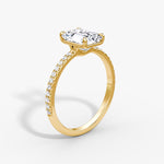 Load image into Gallery viewer, Emerald Cut - Pave Band - Classic Engagement Ring- 14 K Gold