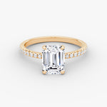 Load image into Gallery viewer, Emerald Cut - Pave Band - Classic Engagement Ring- 14 K Gold