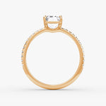 Load image into Gallery viewer, Emerald Cut - Pave Band - Classic Engagement Ring- 14 K Gold