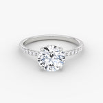 Load image into Gallery viewer, Round Cut - Pave Band - Classic Engagement Ring- 14 K Gold