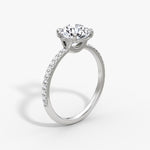 Load image into Gallery viewer, Round Cut - Pave Band - Classic Engagement Ring- 14 K Gold