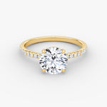 Load image into Gallery viewer, Round Cut - Pave Band - Classic Engagement Ring- 14 K Gold