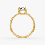 Load image into Gallery viewer, Round Cut - Pave Band - Classic Engagement Ring- 14 K Gold