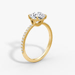Load image into Gallery viewer, Round Cut - Pave Band - Classic Engagement Ring- 14 K Gold