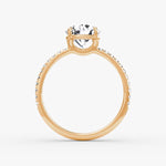 Load image into Gallery viewer, Round Cut - Pave Band - Classic Engagement Ring- 14 K Gold