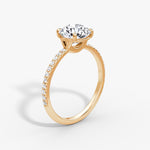 Load image into Gallery viewer, Round Cut - Pave Band - Classic Engagement Ring- 14 K Gold