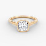 Load image into Gallery viewer, Cushion Cut - Bezel Ring - 14 K Gold