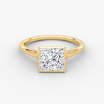 Load image into Gallery viewer, Princess Cut - Bezel Ring - 14 K Gold