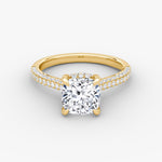 Load image into Gallery viewer, Cushion Cut - Royal Pave Ring - 18 K Gold