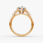 Load image into Gallery viewer, Round Cut - Plain Band - Cluster Ring - 18 K Gold