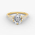Load image into Gallery viewer, Emerald Cut - Pave Band - Cluster Ring - 14 K Gold