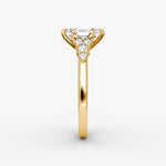 Load image into Gallery viewer, Emerald Cut - Plain Band - Cluster Ring - 18 K Gold