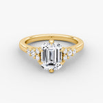 Load image into Gallery viewer, Emerald Cut - Plain Band - Cluster Ring - 18 K Gold