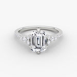 Load image into Gallery viewer, Emerald Cut - Pave Band - Cluster Ring - 18 K Gold