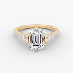 Load image into Gallery viewer, Emerald Cut - Pave Band - Cluster Ring - 18 K Gold