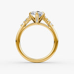 Load image into Gallery viewer, Cushion Cut - Plain Band - Cluster Ring - 14 K Gold
