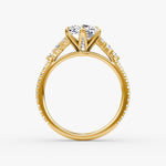 Load image into Gallery viewer, Cushion Cut - Pave Band - Cluster Ring - 14 K Gold