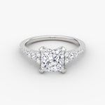 Load image into Gallery viewer, Princess Cut - Pave Band - Cluster Ring - 18 K Gold