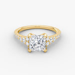 Load image into Gallery viewer, Princess Cut - Pave Band - Cluster Ring - 14 K Gold