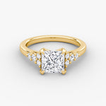 Load image into Gallery viewer, Princess Cut - Plain Band - Cluster Ring - 18 K Gold