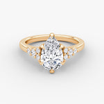 Load image into Gallery viewer, Pear Cut - Plain Band - Cluster Ring - 14 K Gold