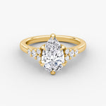 Load image into Gallery viewer, Pear Cut - Plain Band - Cluster Ring - 18 K Gold
