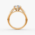 Load image into Gallery viewer, Cushion Cut - Plain Band - Cluster Ring - 14 K Gold