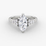 Load image into Gallery viewer, Marquise Cut - Plain Band - Cluster Ring - 18 K Gold