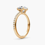 Load image into Gallery viewer, Round Cut - Pave Band - Classic Engagement Ring- 14 K Gold