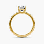 Load image into Gallery viewer, Emerald Cut - Pave Band - Classic Engagement Ring- 14 K Gold
