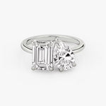Load image into Gallery viewer, 3.5 Carat Toi et Moi Engagement Ring - Emerald & Pear
