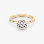 Load image into Gallery viewer, Round Cut - Plain Band - 6 Prong Classic Ring - 18 K Gold
