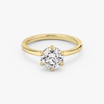 Load image into Gallery viewer, Round Cut - Plain Band - 6 Prong Classic Ring - 14 K Gold
