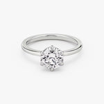 Load image into Gallery viewer, Round Cut - Plain Band - 6 Prong Classic Ring - 18 K Gold
