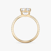 Round Cut - Pave Band - 6 Prong Classic Ring - 18 K Gold
