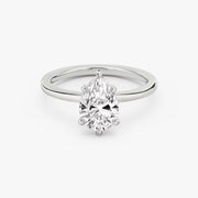Pear Cut - Plain Band - 6 Prong Classic Ring - 18 K Gold
