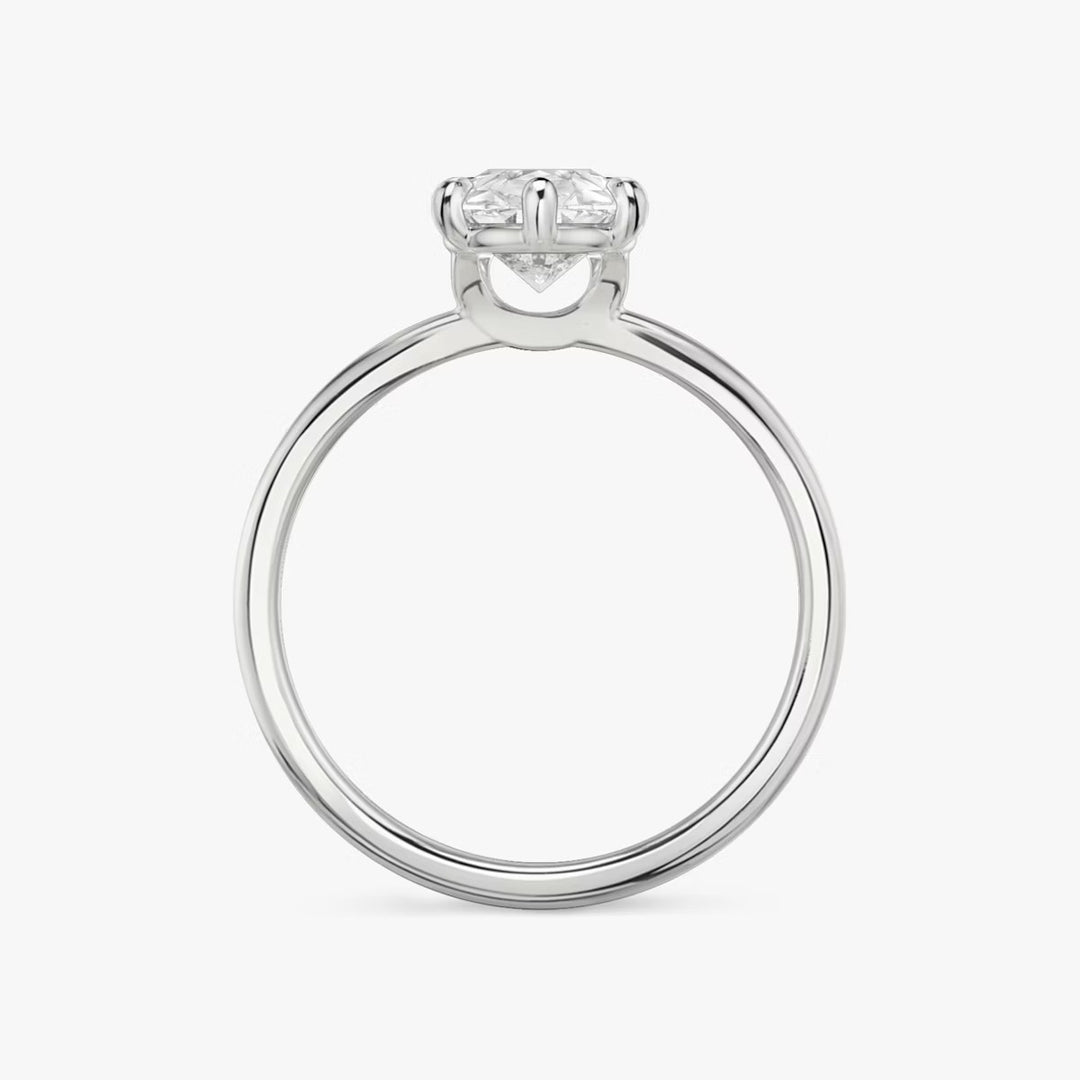 Pear Cut - Plain Band - 6 Prong Classic Ring - 18 K Gold