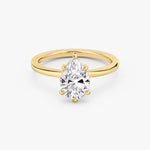 Load image into Gallery viewer, Pear Cut - Plain Band - 6 Prong Classic Ring - 14 K Gold
