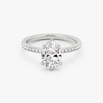 Load image into Gallery viewer, Pear Cut - Pave Band - 6 Prong Classic Ring - 14 K Gold
