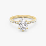 Load image into Gallery viewer, Pear Cut - Pave Band - 6 Prong Classic Ring - 18 K Gold
