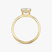 Pear Cut - Pave Band - 6 Prong Classic Ring - 14 K Gold