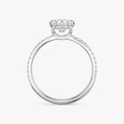 Oval Cut - Pave Band - 6 Prong Classic Ring - 14 K Gold