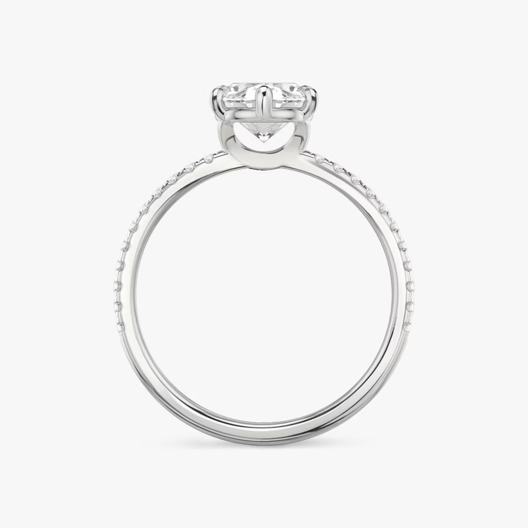 Oval Cut - Pave Band - 6 Prong Classic Ring - 18 K Gold
