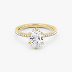 Load image into Gallery viewer, Oval Cut - Pave Band - 6 Prong Classic Ring - 14 K Gold

