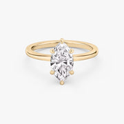 Marquise Cut - Plain Band - 6 Prong Classic Ring - 14 K Gold