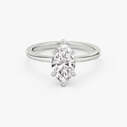 Marquise Cut - Plain Band - 6 Prong Classic Ring - 18 K Gold