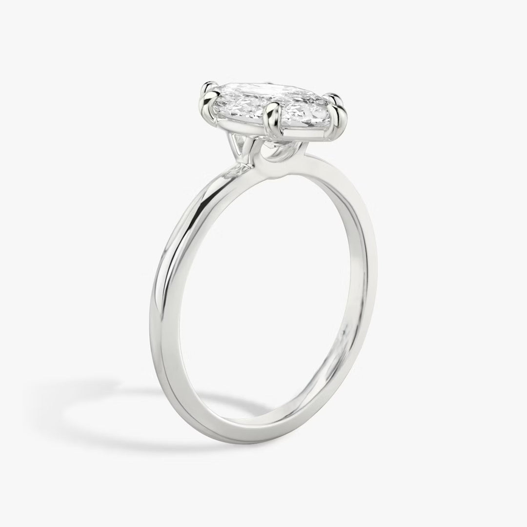 Marquise Cut - Plain Band - 6 Prong Classic Ring - 18 K Gold