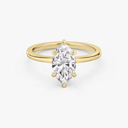 Marquise Cut - Plain Band - 6 Prong Classic Ring - 14 K Gold